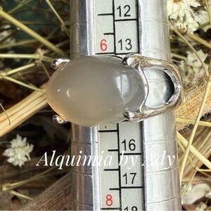 Alquimia Silver Ring with Cream agate Stone